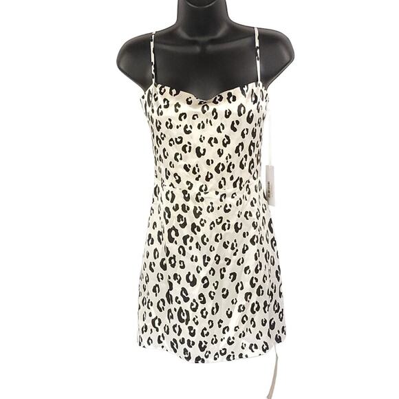 Reformation Kosta Silk Mini Dress Snow Leopard Animal Print Sleeveless - Picture 3 of 16
